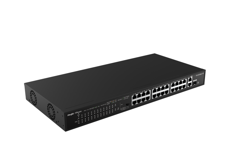 24-Port 10/100 Mbps with 2-Port Gigabit + 1 Combo SFP Uplink Port Rackmount PoE Switch