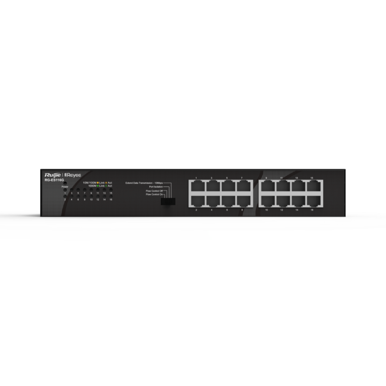 Unmanaged switch, which is visible on Ruijie Cloud APP Large buffer for smooth data transmission Intelligent PoE management High network reliability High-quality design Adaptation to various scenarios